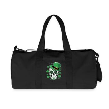 Green skull with St Patrick hat - Recycled Canvas Sports Bag by Stanley/Stella - black - Front