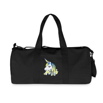 Licorne Bleu, Jaune Fantasy Florale - Sac de sport en toile recyclée Stanley/Stella - noir - Devant