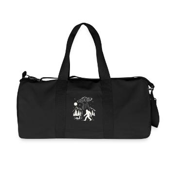 Bigfoot Alien Abduction Sasquatch UFO Spaceship - Recycled Canvas Sports Bag by Stanley/Stella - black - Front