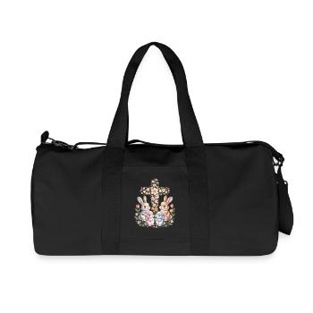 Lapins de printemps dans une couronne de fleurs - Sac de sport en toile recyclée Stanley/Stella - noir - Devant