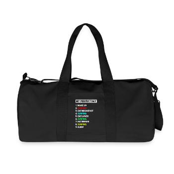 My Perfect Day Surfing Schedule Surfer - Recycled Canvas Sports Bag by Stanley/Stella - black - Front