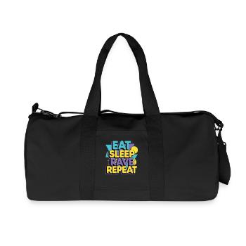 Eat Sleep Rave Repeat – Techno Party Saying - Recycled Canvas Sports Bag by Stanley/Stella - black - Front