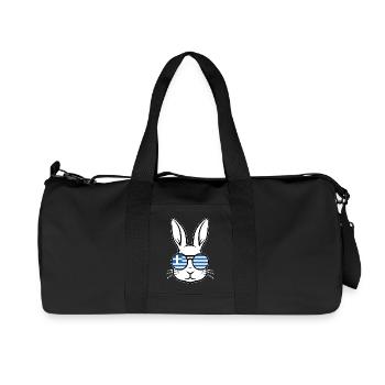 Greek Easter Greek Flag Easter Rabbit Bunny - Recycled Canvas Sports Bag by Stanley/Stella - black - Front
