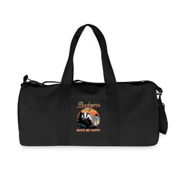 Funny Animal Badger - Recycled Canvas Sports Bag by Stanley/Stella - black - Front