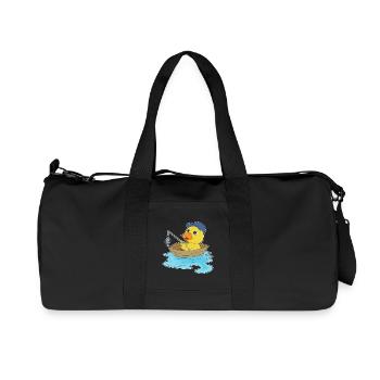 Ente Angler Fisch Angeln - Recycelte Canvas-Sporttasche von Stanley/Stella - Schwarz - Vorne