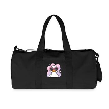 Heart Glasses Duck in Pastel Waves - Recycled Canvas Sports Bag by Stanley/Stella - black - Front