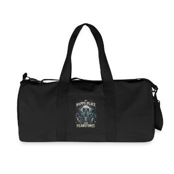 Humour gothique de cimetière Mon endroit heureux a des pierres tombales - Sac de sport en toile recyclée Stanley/Stella - noir - Devant