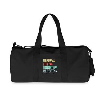 Fitness Fanatics Sleep Eat Squats Repeat - Recycled Canvas Sports Bag by Stanley/Stella - black - Front