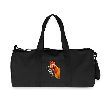 F-Caw-F Chicken Rooster Funny Meme Graphic - Recycled Canvas Sports Bag by Stanley/Stella - black - Front