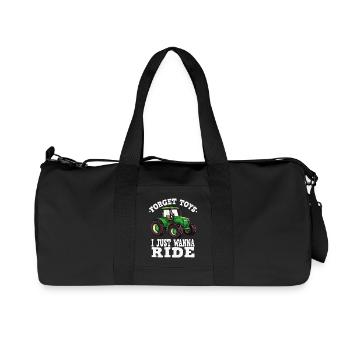 Traktor-Motiv I Just Wanna Ride - Recycelte Canvas-Sporttasche von Stanley/Stella - Schwarz - Vorne