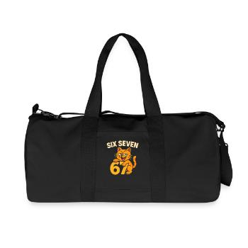 Six Seven Katze 67 Italian Brainrot Humor - Recycelte Canvas-Sporttasche von Stanley/Stella - Schwarz - Vorne