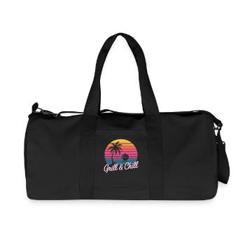 Grill Shirt Retro Sunset BBQ Grill Master - Recycled Canvas Sports Bag by Stanley/Stella - black - Front