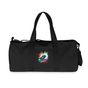 Colorful Surfer Watercolors Splashes Graffiti - Recycled Canvas Sports Bag by Stanley/Stella - black - Front