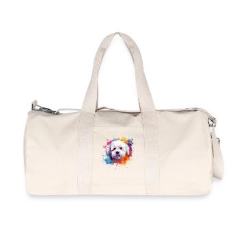 Splash Art Bichon Fris Dog Colorful - Recycled Canvas Sports Bag by Stanley/Stella - natural - Front