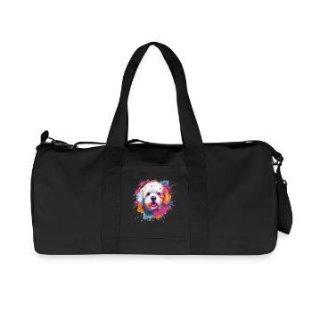 Bichon Fris Bunte Hundesplash-Kunst - Recycelte Canvas-Sporttasche von Stanley/Stella - Schwarz - Vorne