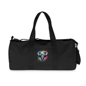 Colorful Elephant Watercolor Splash - Recycled Canvas Sports Bag by Stanley/Stella - black - Front
