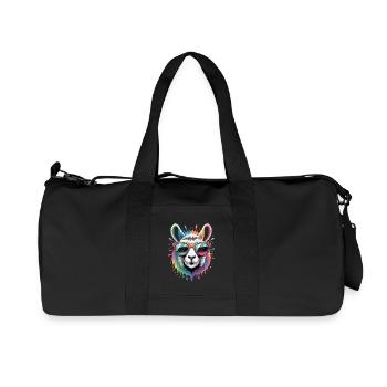 Buntes Lama Wasserfarben Spritzer - Recycelte Canvas-Sporttasche von Stanley/Stella - Schwarz - Vorne