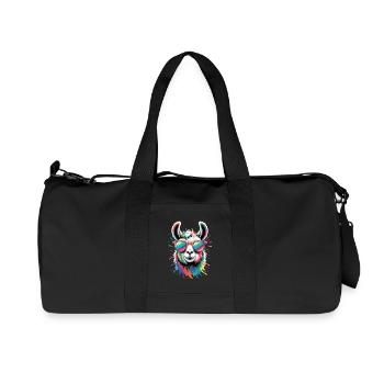 Colorful Llama Watercolor Splash - Recycled Canvas Sports Bag by Stanley/Stella - black - Front