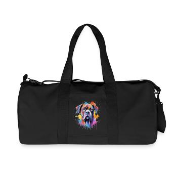 Bunte Splash Art Boxer-Hund - Recycelte Canvas-Sporttasche von Stanley/Stella - Schwarz - Vorne