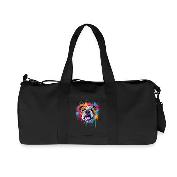 Colorful Dog Splash Art Bulldog - Recycled Canvas Sports Bag by Stanley/Stella - black - Front