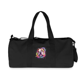 Bulldog Colorful Splash Art Dog - Recycled Canvas Sports Bag by Stanley/Stella - black - Front