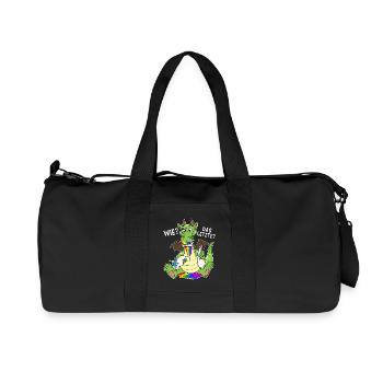 Bunter Drache isst Letztes Einhorn Humor - Recycelte Canvas-Sporttasche von Stanley/Stella - Schwarz - Vorne