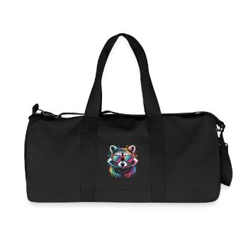 Bunter Waschbär Wasserfarben Spritzer - Recycelte Canvas-Sporttasche von Stanley/Stella - Schwarz - Vorne