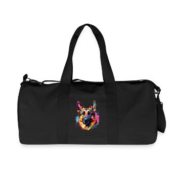Lebendiger Deutscher Schäferhund Splash - Recycelte Canvas-Sporttasche von Stanley/Stella - Schwarz - Vorne