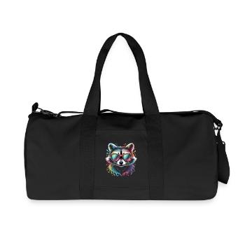 Bunter Waschbär Wasserfarben Spritzer - Recycelte Canvas-Sporttasche von Stanley/Stella - Schwarz - Vorne