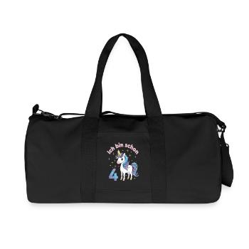 4. Geburtstag Einhorn Mädchen Ich bin schon 4 - Recycelte Canvas-Sporttasche von Stanley/Stella - Schwarz - Vorne