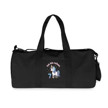 7. Geburtstag Einhorn Mädchen Ich bin schon 7 - Recycelte Canvas-Sporttasche von Stanley/Stella - Schwarz - Vorne