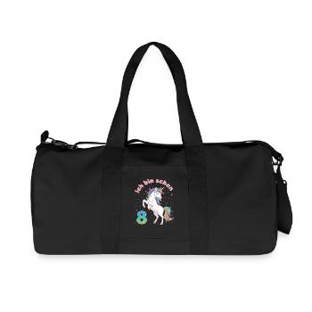 8th Birthday Unicorn Girl I'm already 8 - Recycled Canvas Sports Bag by Stanley/Stella - black - Front