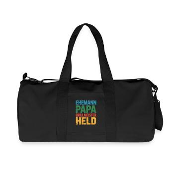Papa Ehemann Grillheld Grillmeister Geschenk - Recycelte Canvas-Sporttasche von Stanley/Stella - Schwarz - Vorne