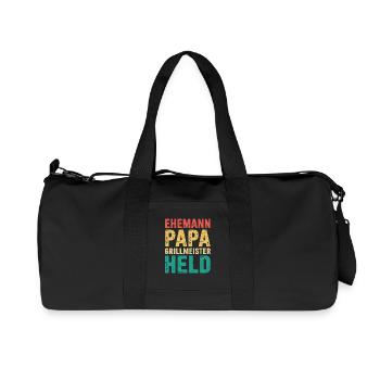Papa Ehemann Grillheld Grillmeister Geschenk - Recycelte Canvas-Sporttasche von Stanley/Stella - Schwarz - Vorne