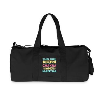 Yoga Girl Runs On Chakra & Mantra Funny Yoga - Recycled Canvas Sports Bag by Stanley/Stella - black - Front