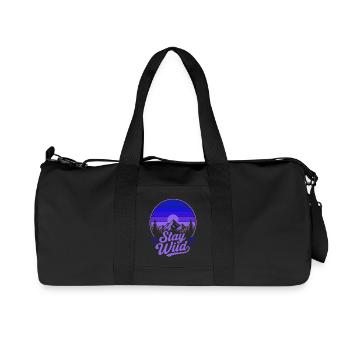 Stay Wild Retro Berge Vintage Sonnenuntergang - Recycelte Canvas-Sporttasche von Stanley/Stella - Schwarz - Vorne