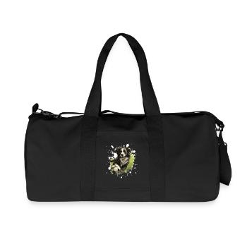Border Collie Chien Football Sport - Sac de sport en toile recyclée Stanley/Stella - noir - Devant