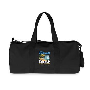 Des amis croisent ensemble en voyage de vacances - Sac de sport en toile recyclée Stanley/Stella - noir - Devant