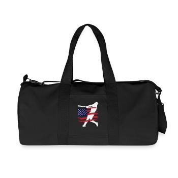 USA Flag Baseball Player Silhouette - Recycled Canvas Sports Bag by Stanley/Stella - black - Front