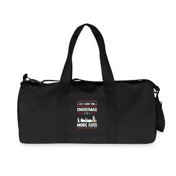 Christmas Cats Ugly Christmas Sweater Gift - Recycled Canvas Sports Bag by Stanley/Stella - black - Front