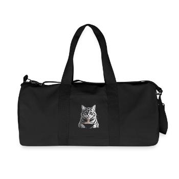 Katze isst Ramen - Recycelte Canvas-Sporttasche von Stanley/Stella - Schwarz - Vorne