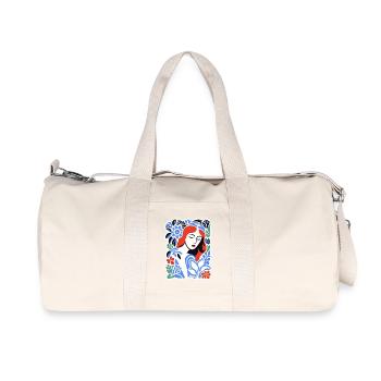Blue Florals Portrait - Recycled Canvas Sports Bag by Stanley/Stella - natural - Front