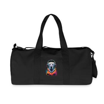 Golden Retriever with Headphones - Recycled Canvas Sports Bag by Stanley/Stella - black - Front