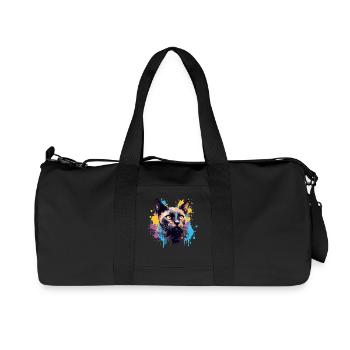 Splash Art Burmese Cat Face Colorful  - Recycled Canvas Sports Bag by Stanley/Stella - black - Front