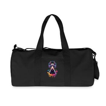 Doberman avec casque - Sac de sport en toile recyclée Stanley/Stella - noir - Devant