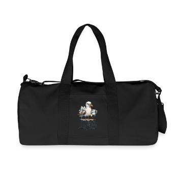 Möwe mit Kaffee Ich mache das böse gucken - Recycelte Canvas-Sporttasche von Stanley/Stella - Schwarz - Vorne