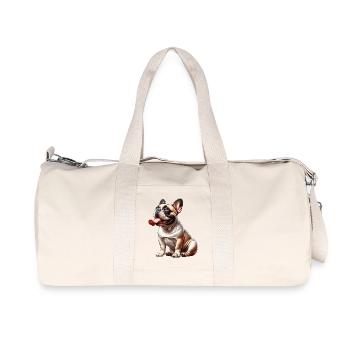 Bouledogue français - Sac de sport en toile recyclée Stanley/Stella - blanc naturel - Devant
