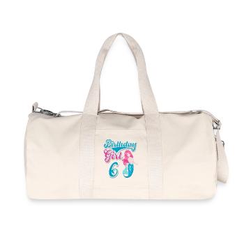 6th Birthday Mermaid - Recycled Canvas Sports Bag by Stanley/Stella - natural - Front