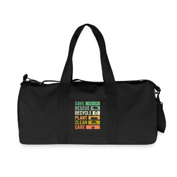 Héros environnementaux : sauver les secours Recycler les plantes nettoyées - Sac de sport en toile recyclée Stanley/Stella - noir - Devant