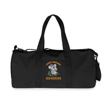 Jedem Tierchen sein Bierchen Koala Bär trinkt Bier - Recycelte Canvas-Sporttasche von Stanley/Stella - Schwarz - Vorne
